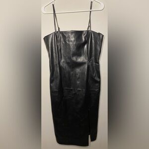 Steve Madden metallic vegan leather midi dress black | Size L